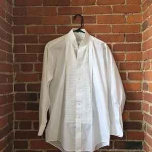 White Tuxedo Button Down Shirt M 32-33